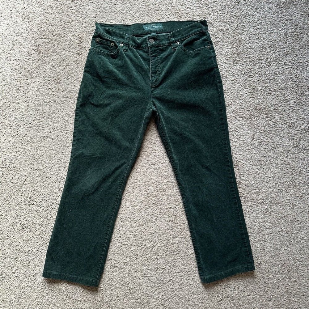 Lauren Ralph Lauren Jeans Womens 8 Petite 30x25 Classic Straight Green Corduroy